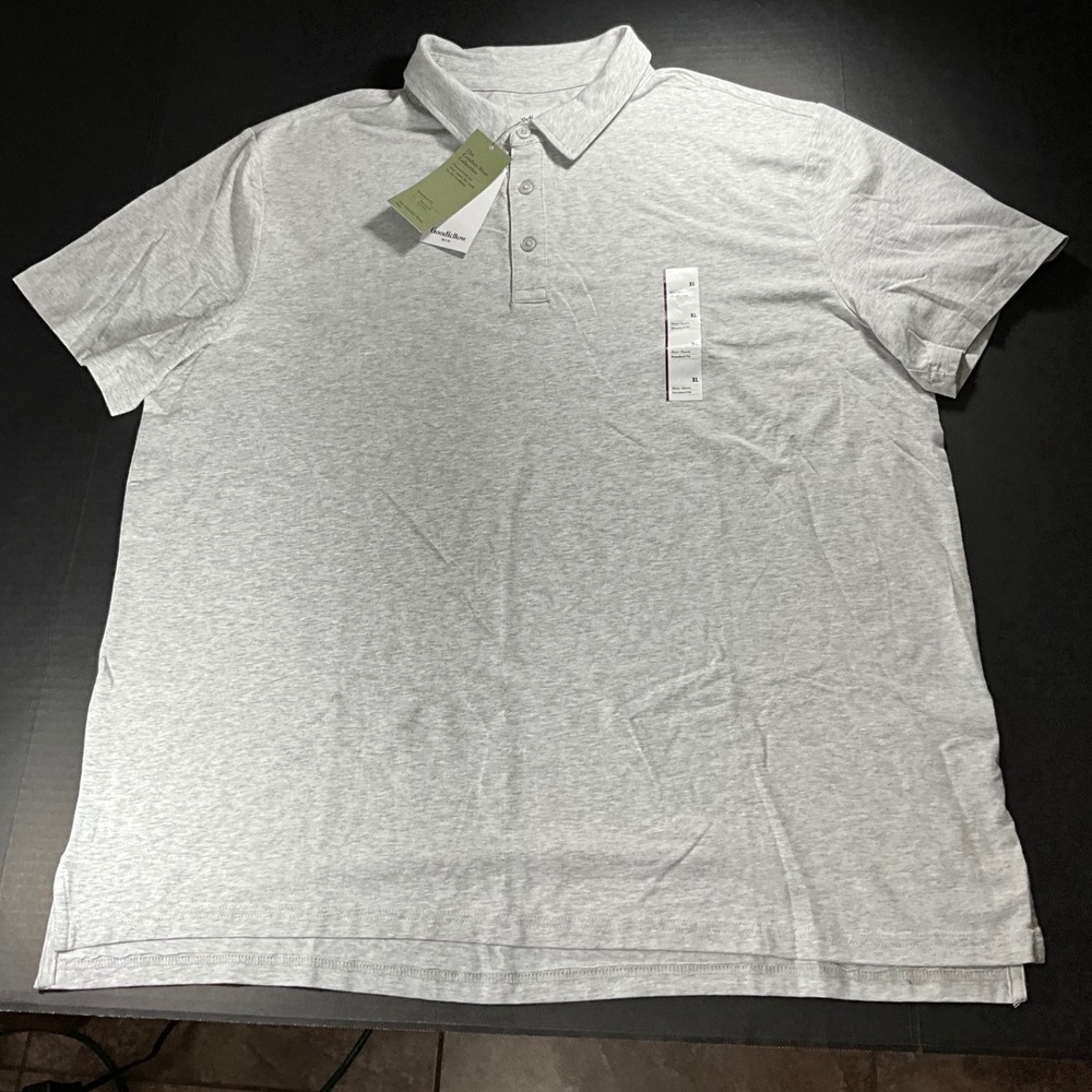 Goodfellow & Co Mens XL Light Heather Gray Comfort Wear Stretch Polo Shirt NWT